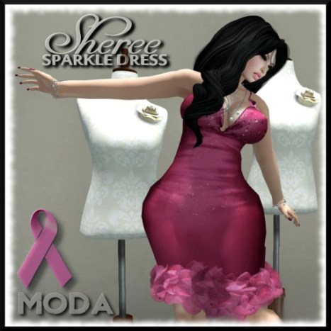 HUNT FOR THE CURE_ MODA SHEREE SPRAKLE DRESS PINK WITH RIBBON